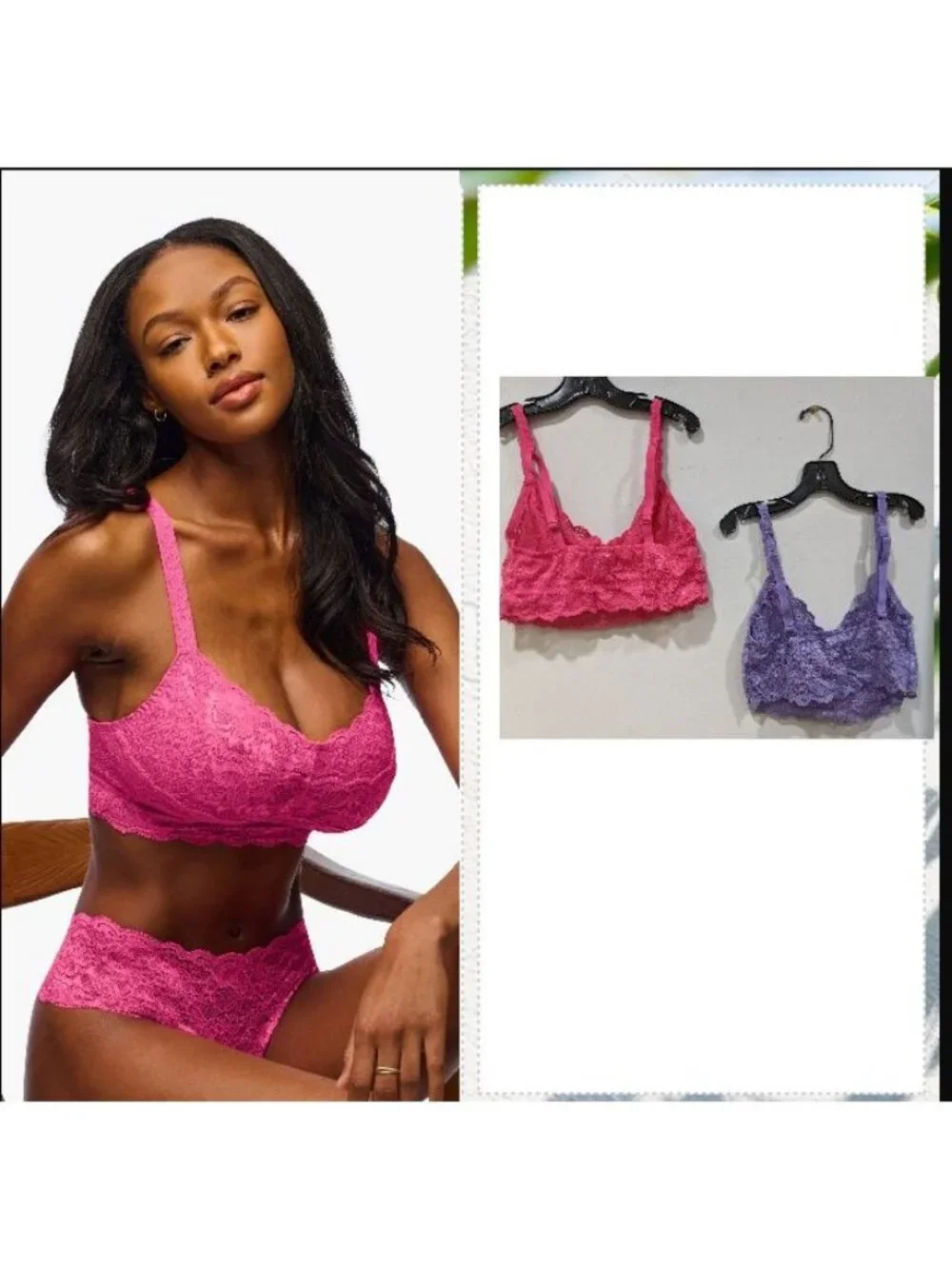 Cosabella 2 pack Lace Pink/Purple Size L Bralette Made in Italy  NEW WO TAGS!